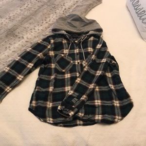 Hooded Blue and Yellow Flannel
